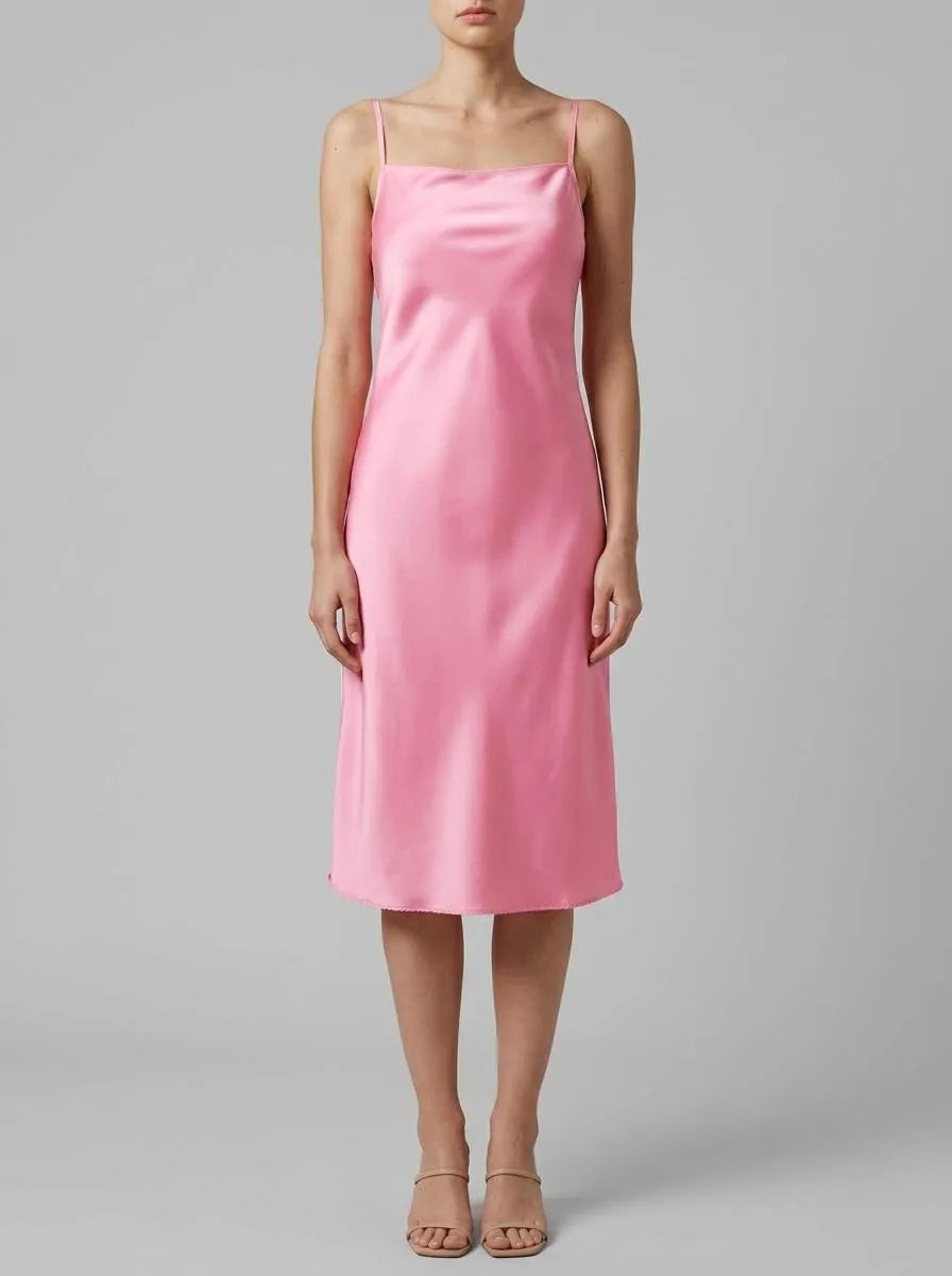 Women Secret Pink Women Pink Satin Strappy Midi Nightgown SKU: 3413710_71 Image 00