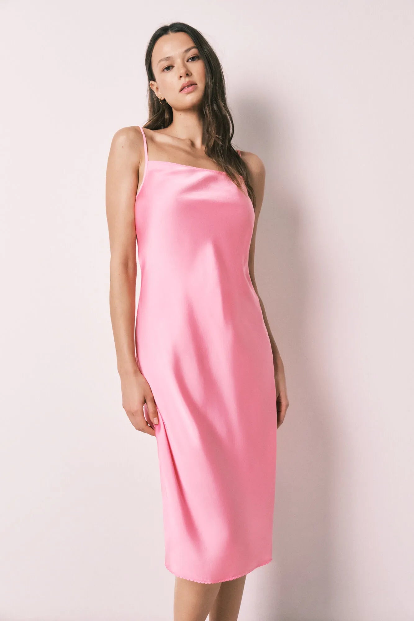 Women Secret Pink Women Pink Satin Strappy Midi Nightgown SKU: 3413710_71 Image 03
