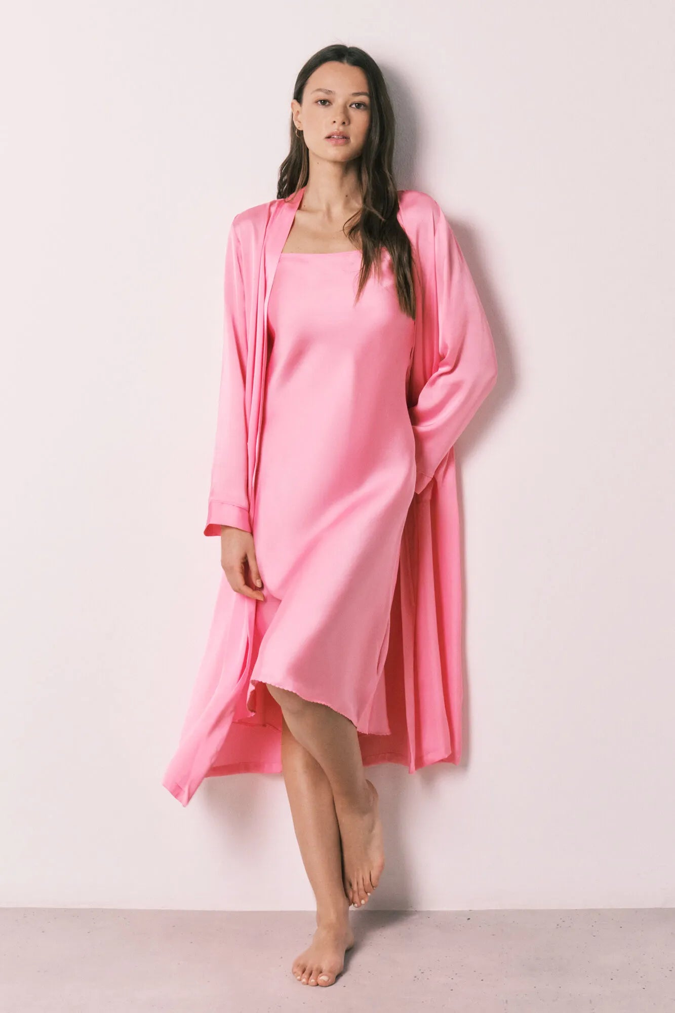 Women Secret Pink Women Pink Satin Strappy Midi Nightgown SKU: 3413710_71 Image 06
