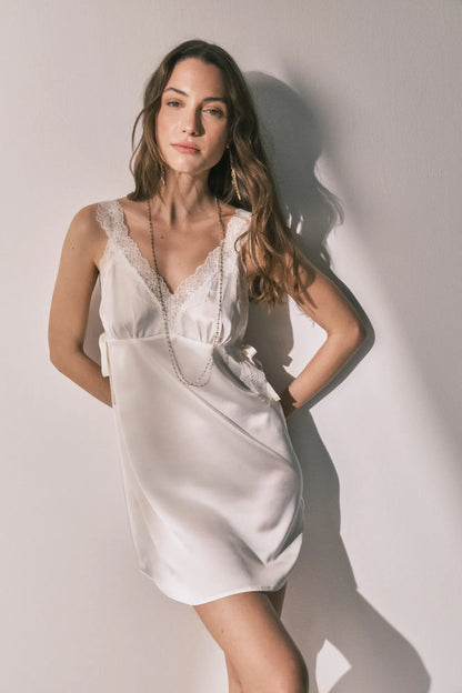 Women Secret Ivory Women Beige Satin Midi Nightgown SKU: 3413711_96 Image 02