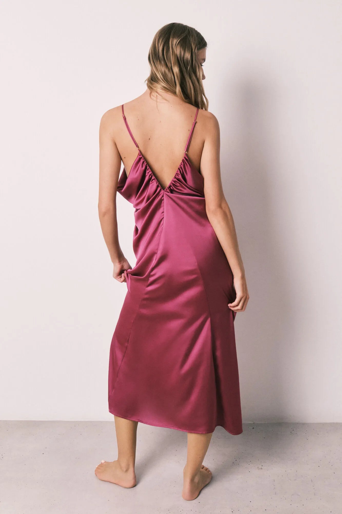 Women Secret Pink Women Long Nightgown With Ruched Straps SKU: 3413715_73 Image 04