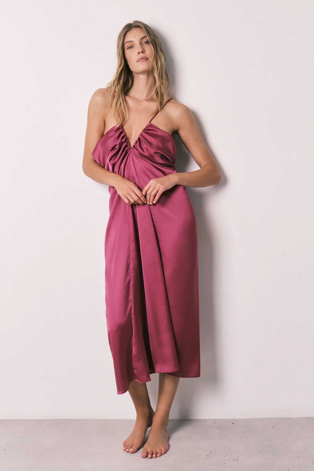 Women Secret Pink Women Long Nightgown With Ruched Straps SKU: 3413715_73 Image 06
