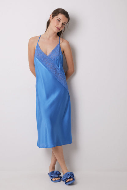 Women Secret_Blue Satin and Lace Midi Nightgown_3419154_19_01