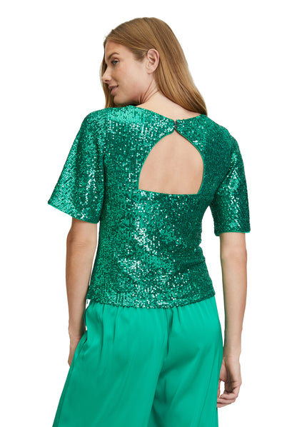 Green Short Sleeve Sequin Top