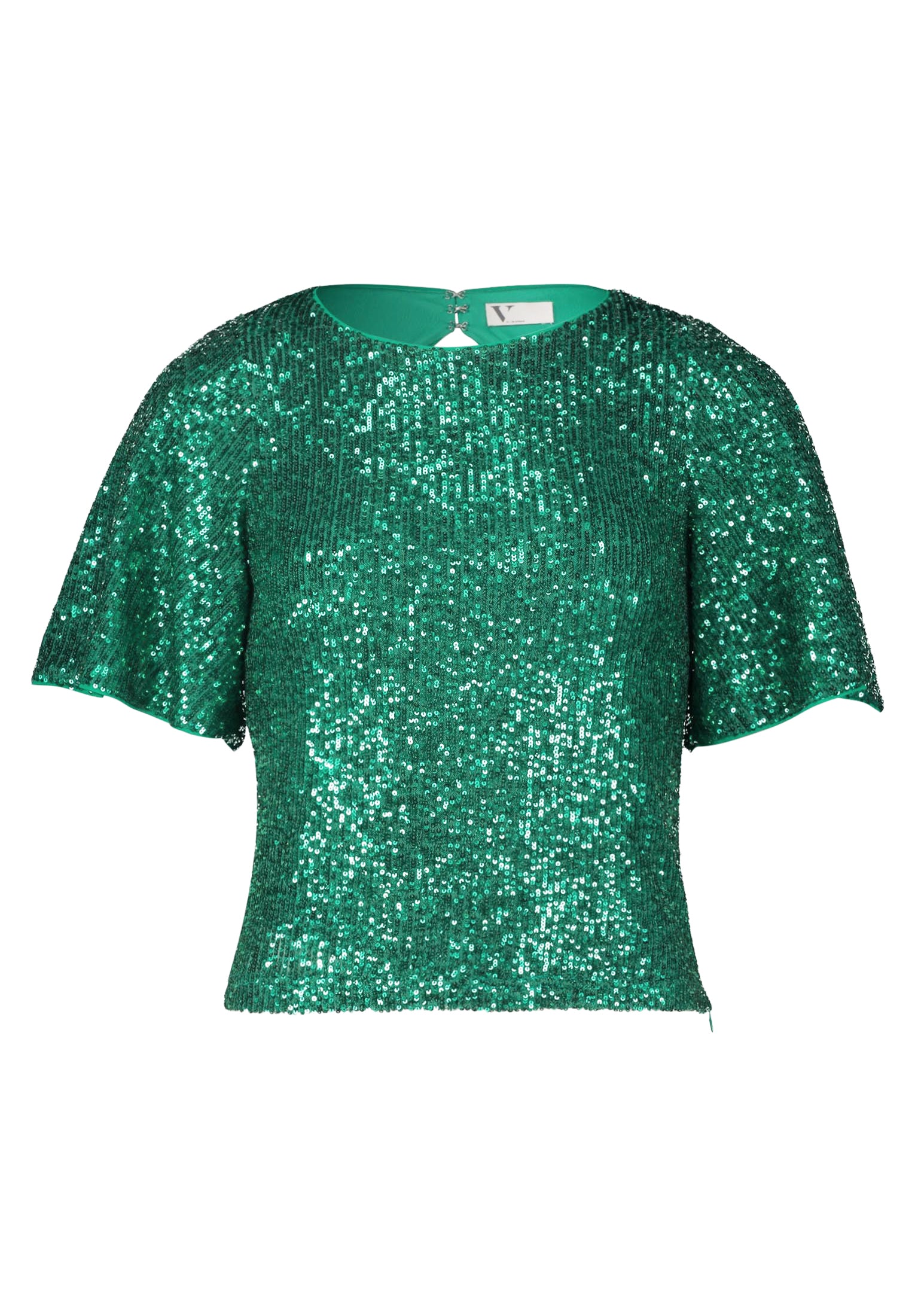 Green Short Sleeve Sequin Top - BEVAVA