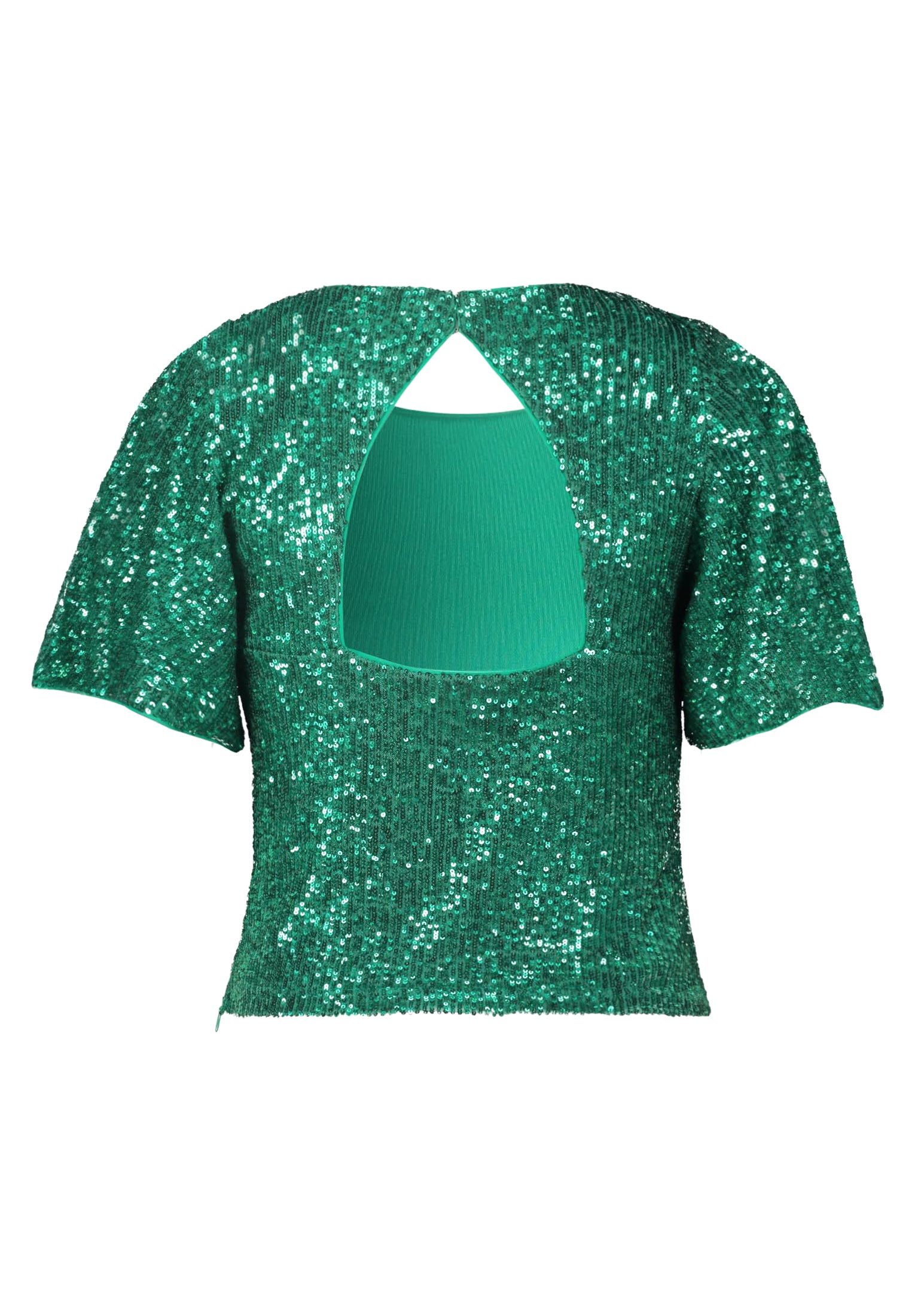 Green Short Sleeve Sequin Top - BEVAVA