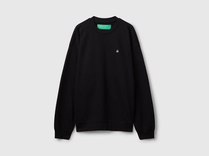 Benetton_Black_Sweatshirt with Logo Patch_342ZU1093_100_05