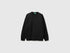 Benetton Black Men Closed Sweatshirt with Logo Patch SKU: 342ZU1093_700 Image 01
