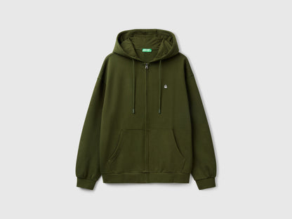 Benetton_Olive Green_Zip-Up Hoodie in Cotton_342ZU500P_35Y_03