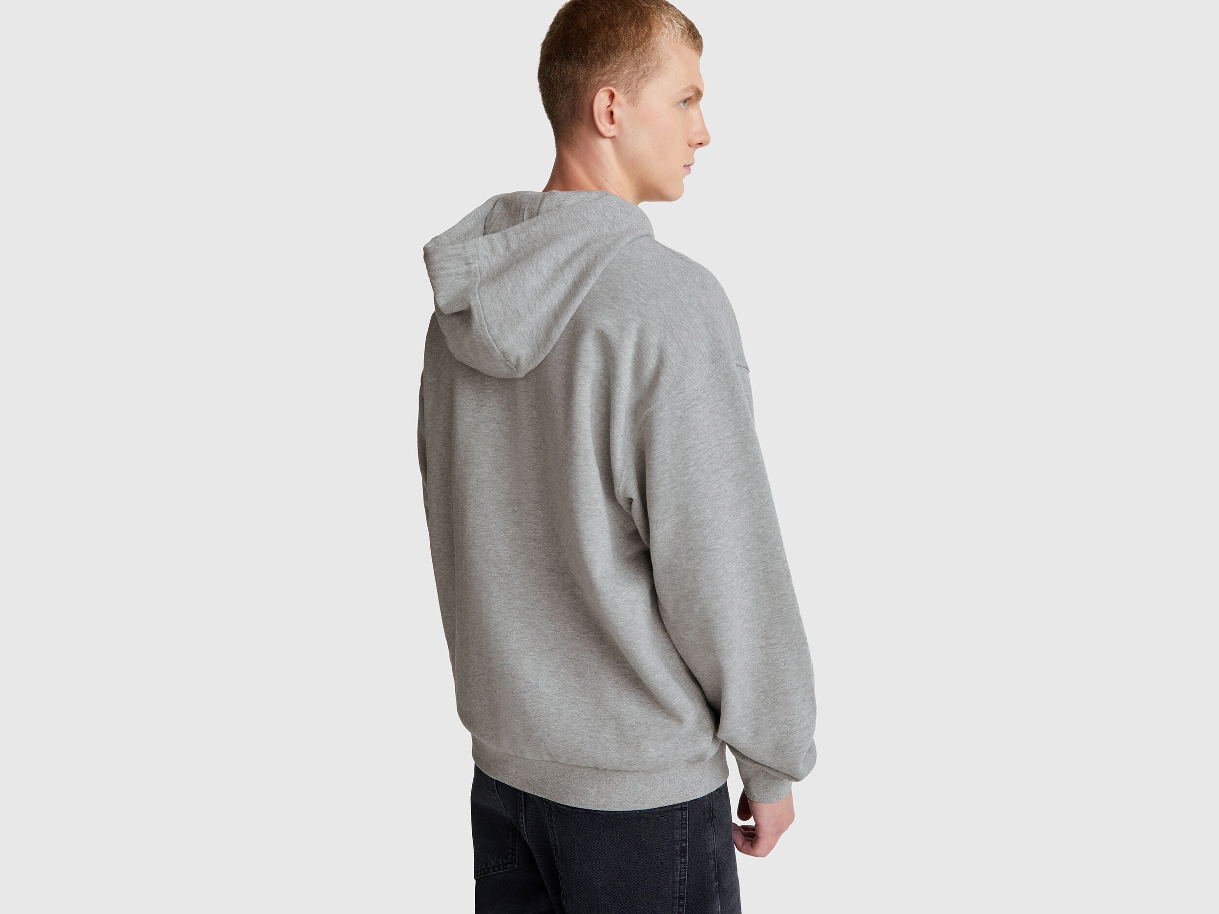 Benetton_Light Gray_Zip-Up Hoodie in Cotton_342ZU500P_501_02