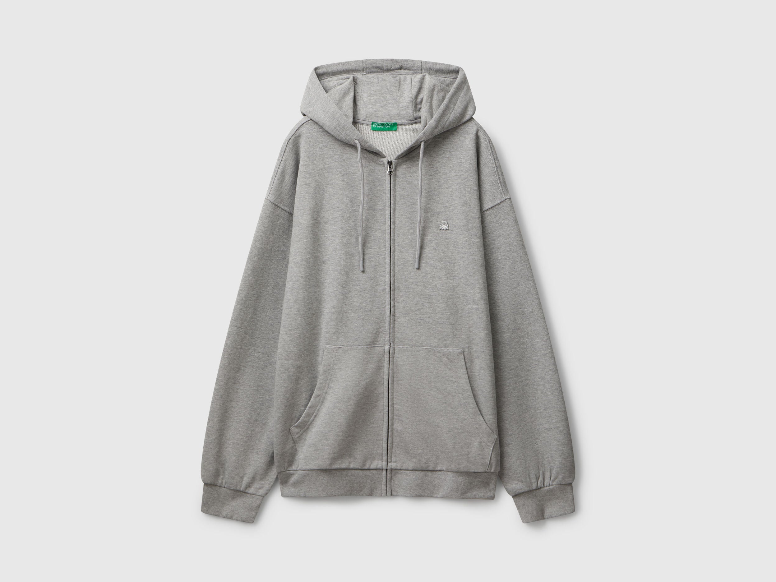 Benetton_Light Gray_Zip-Up Hoodie in Cotton_342ZU500P_501_05