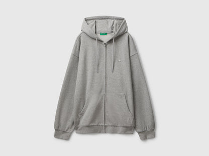 Benetton_Light Gray_Zip-Up Hoodie in Cotton_342ZU500P_501_05