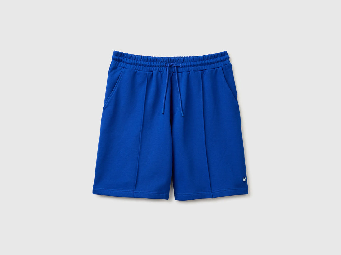 Benetton Bright Blue Men Cotton Fleece Bermuda Shorts SKU: 342ZU900X_19R Image 01
