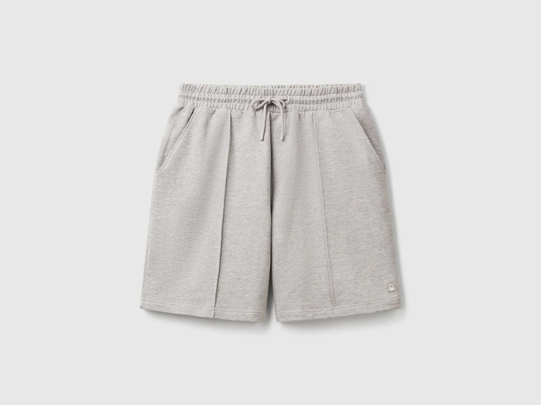 Benetton Light Gray Men Bermudas in Cotton Sweat SKU: 342ZU900X_501 Image 01