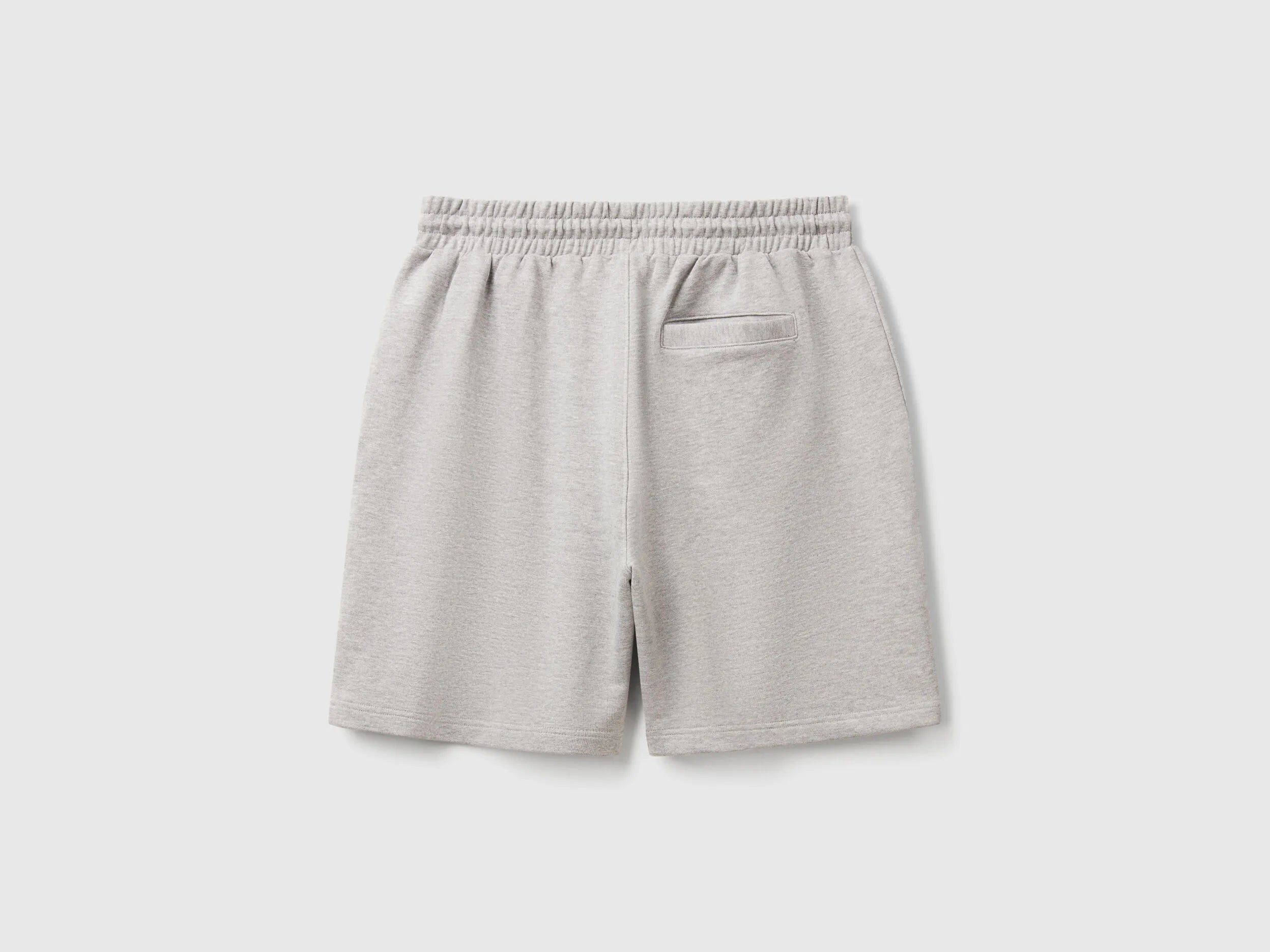 Benetton Light Gray Men Bermudas in Cotton Sweat SKU: 342ZU900X_501 Image 02