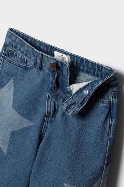 Springfield_Medium_Blue_Denim Culottes Jeans For Girls with Stars_3462496_12_02