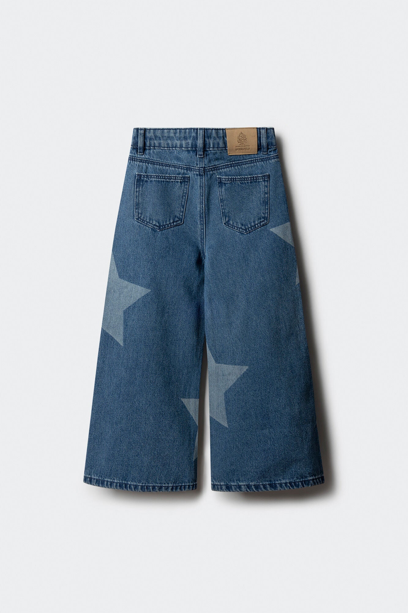 Springfield_Medium_Blue_Denim Culottes Jeans For Girls with Stars_3462496_12_03