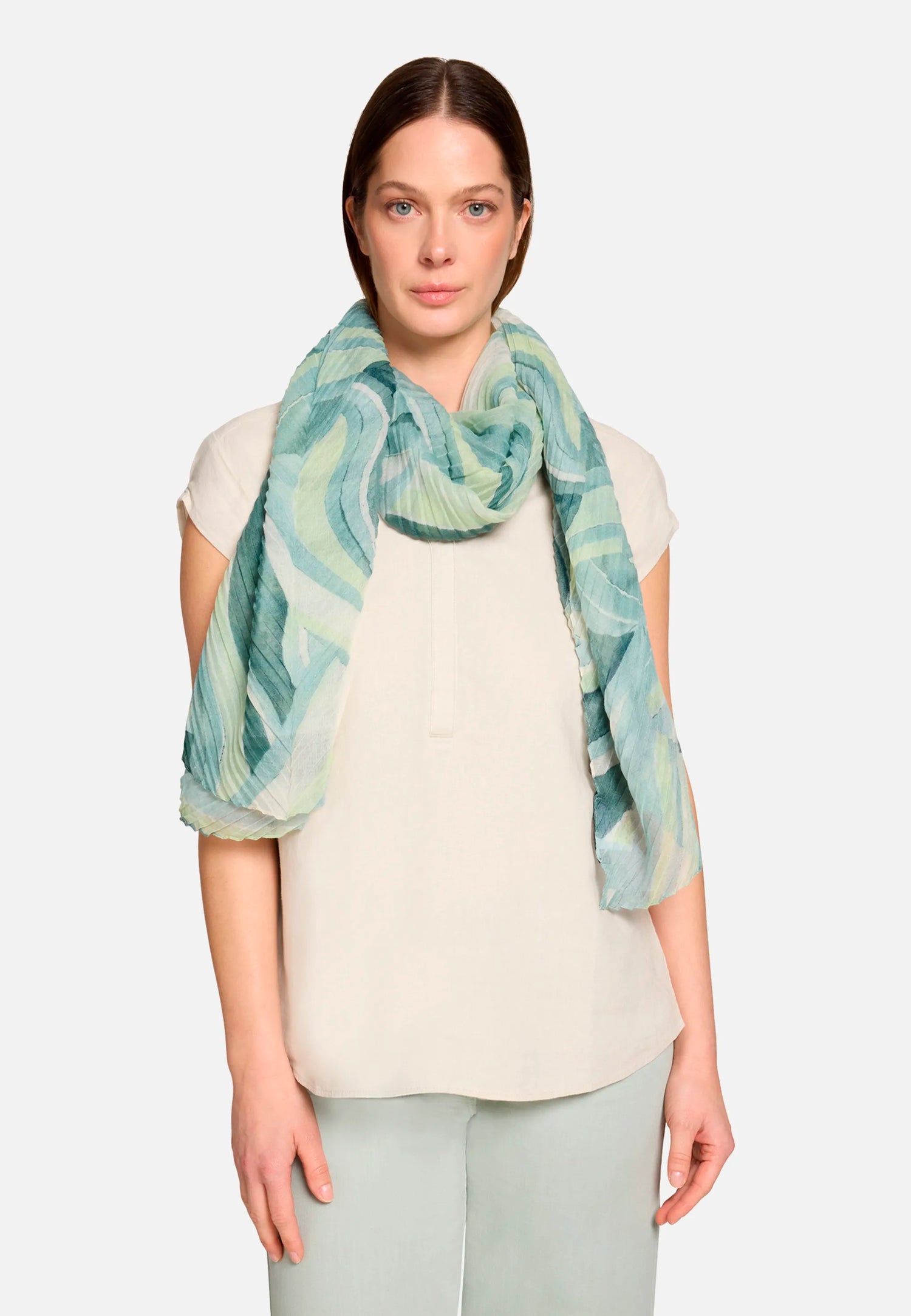 Betty Barclay Mint/Green Women Summer Scarf with Pleats SKU: 3491-1921_5806 Image 01
