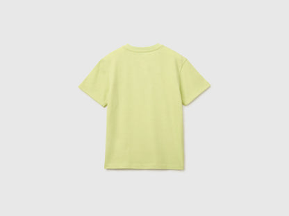 Benetton Lime Boys Linen Blend Henley T-Shirt SKU: 34I0C10T9_0M4 Image 02