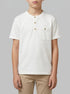 Benetton White Boys Linen Blend Henley T-Shirt SKU: 34I0C10T9_101 Image 00