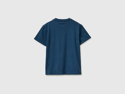 Benetton Dark Blue Boys Linen Blend Henley T-Shirt SKU: 34I0C10T9_37T Image 02