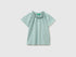 Benetton Blue Girls Linen Blend Ruffle Neck T-Shirt SKU: 34I0G10MQ_30V Image 01