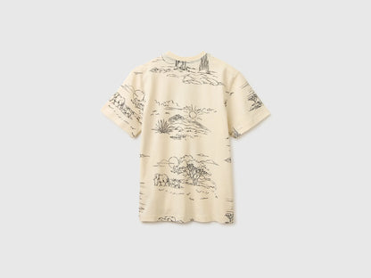 Benetton Creamy White Boys Printed T-Shirt with Pocket SKU: 34UTC10TL_73L Image 02