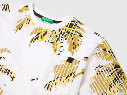 Benetton White Boys Printed T-Shirt with Pocket SKU: 34UTC10TL_73V Image 03