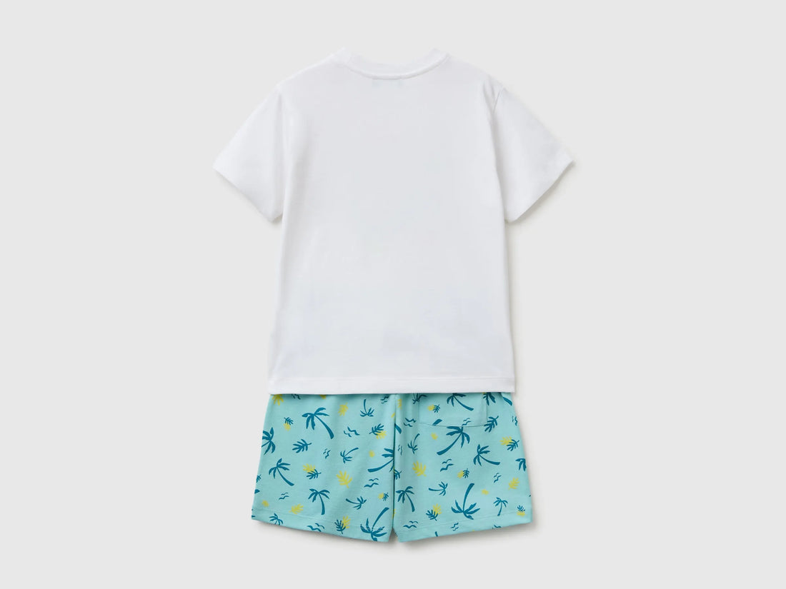 Benetton Blue Boys Printed T-Shirt and Shorts Set SKU: 34UTGK00U_901 Image 02