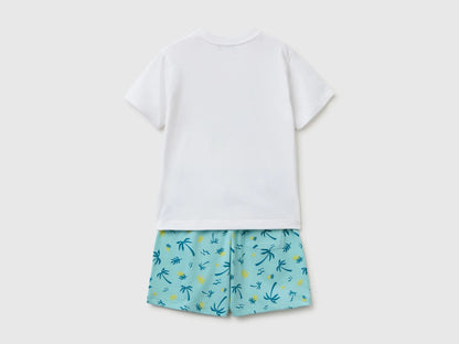 Benetton Blue Boys Printed T-Shirt and Shorts Set SKU: 34UTGK00U_901 Image 02
