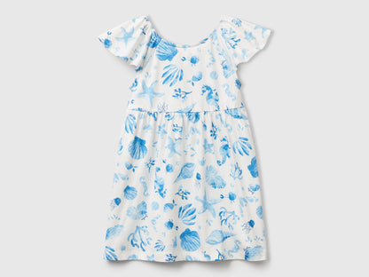 Benetton_White Dress with Blue Shells_34VAGV010_73H_01