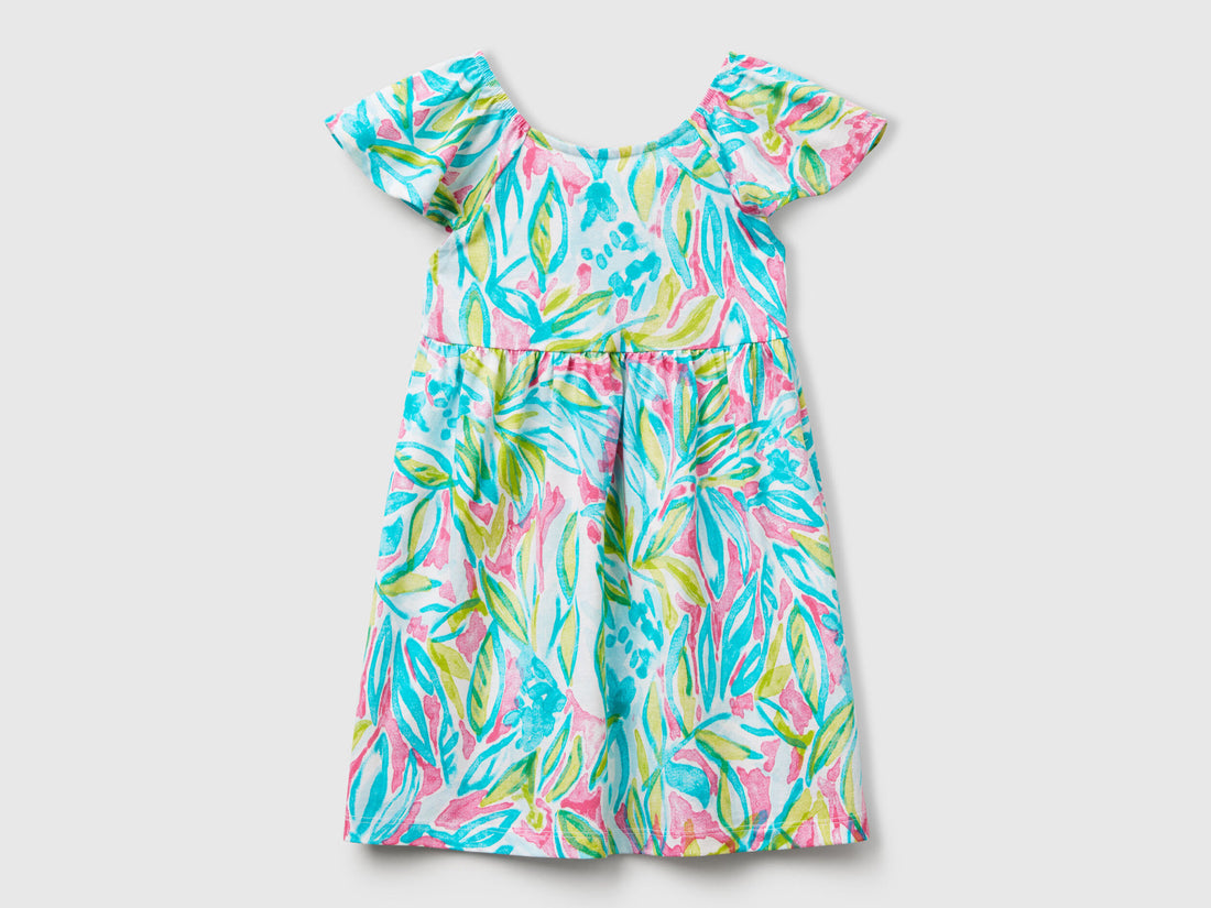 Benetton_Green Dress with Tropical Print_34VAGV010_73J_01