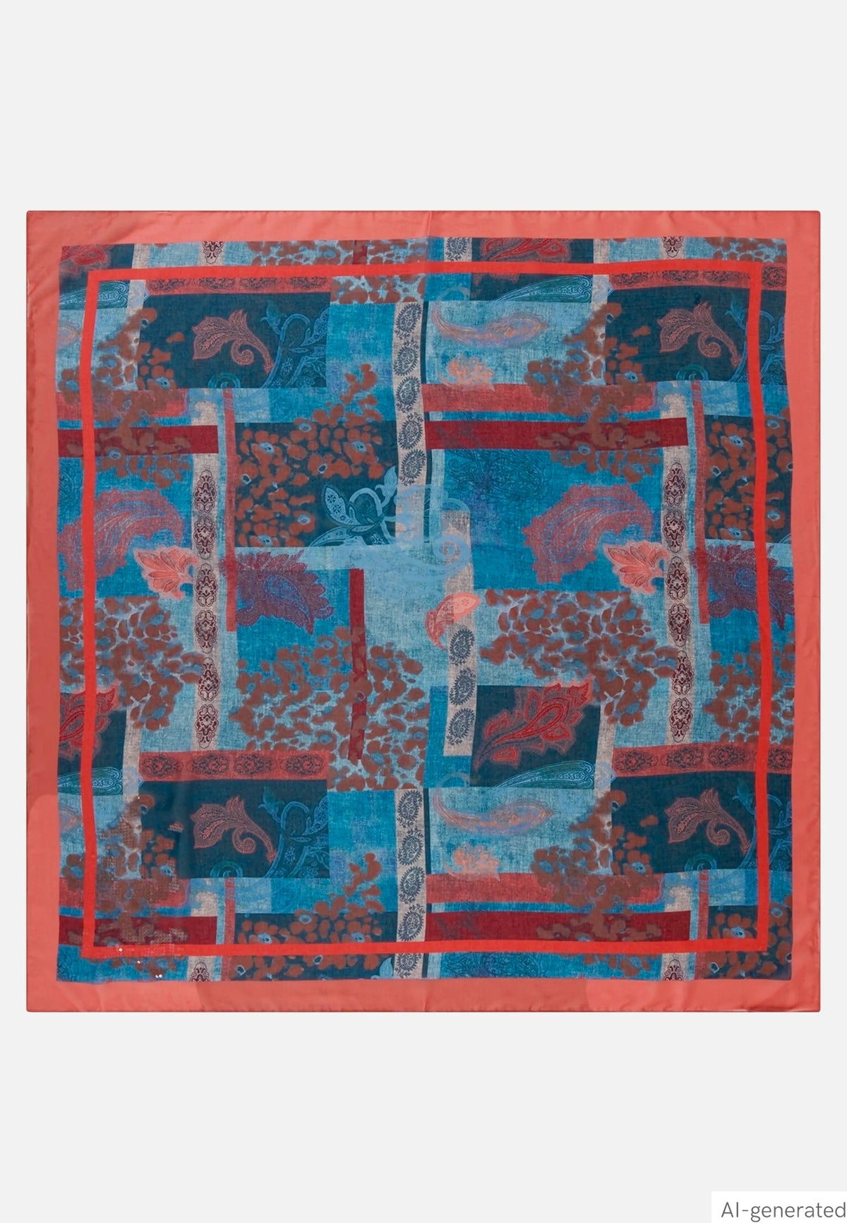 Betty Barclay Blue/Red Women Patterned Square Scarf SKU: 3500-1665_8840 Image 02