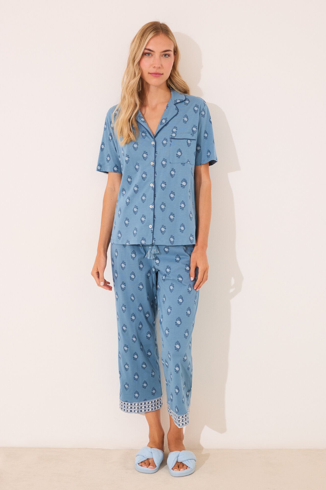 Women Secret_Capri Classic Pyjamas 100% Cotton Paisley_3592389_19_02