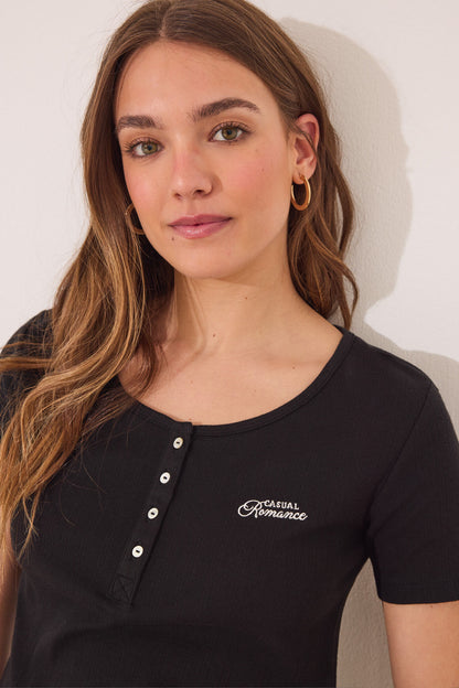 Women Secret_Long Black Ribbed Cotton Pajamas_3592390_01_02