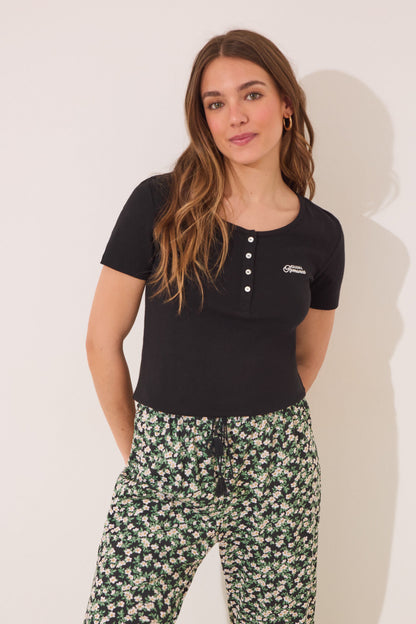 Women Secret_Long Black Ribbed Cotton Pajamas_3592390_01_03