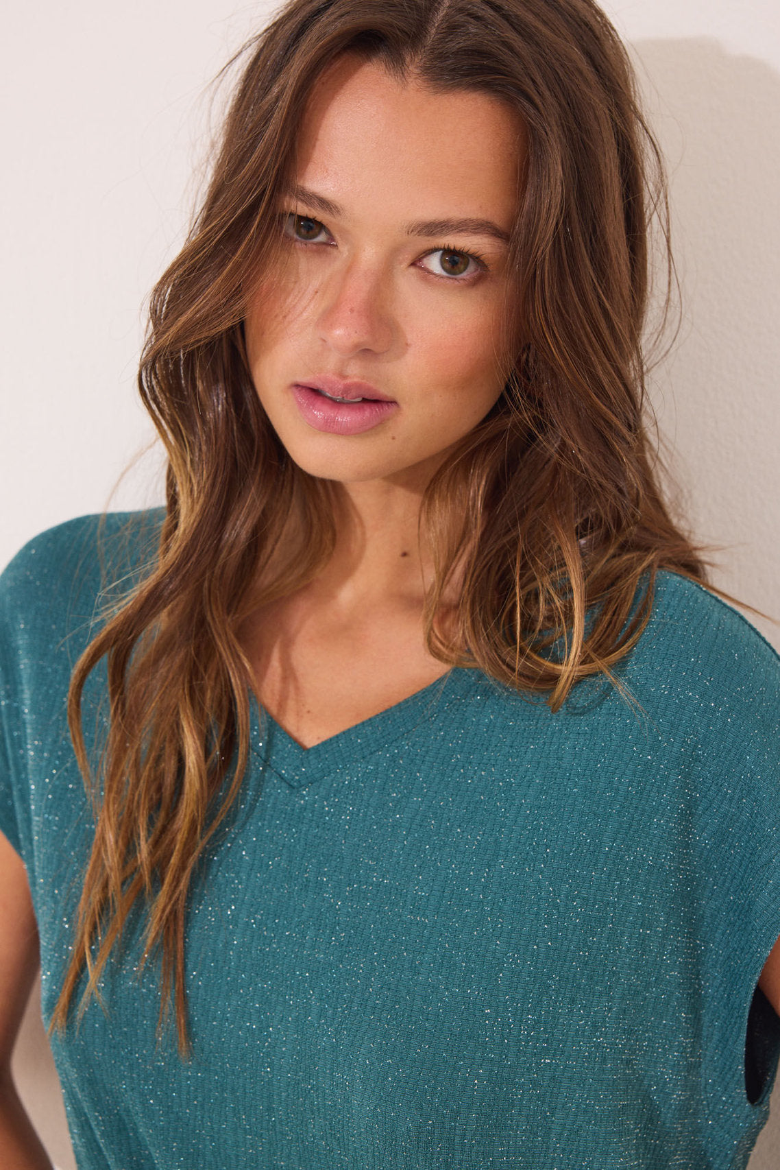 Women Secret_Green Lurex Trouser and T-Shirt Set_3592391_27_02