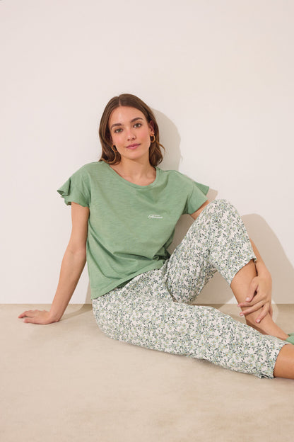Women Secret_100% Green Cotton Capri Pyjamas_3592399_21_01