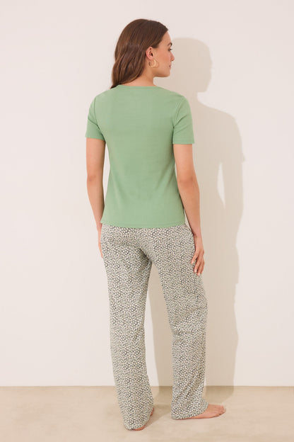 Women Secret_Long Green Ribbed Cotton Pajamas_3592400_21_05