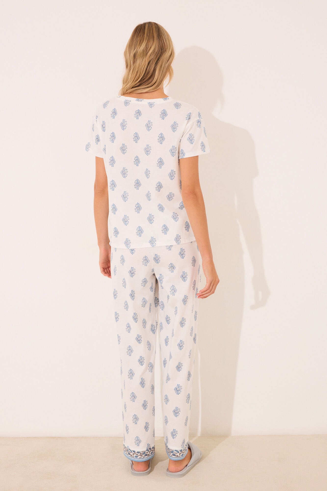 Women Secret_100% Cotton White Paisley Long Pyjamas_3592403_97_05