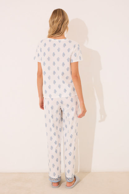 Women Secret_100% Cotton White Paisley Long Pyjamas_3592403_97_05