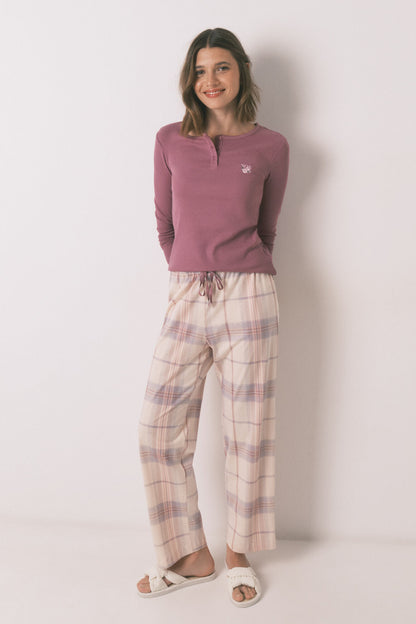 Women Secret_Pink_Long Pyjamas with Pink Checkered Print_3592417_72_03