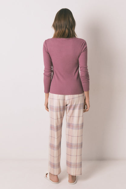 Women Secret_Pink_Long Pyjamas with Pink Checkered Print_3592417_72_06