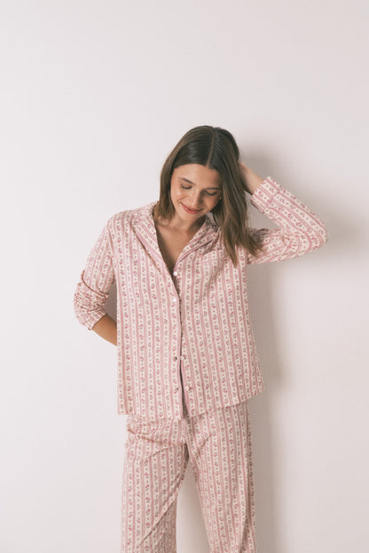 Women Secret_Pink_Long 100% Cotton Classic Pyjamas with Pink Flowers_3592420_73_01