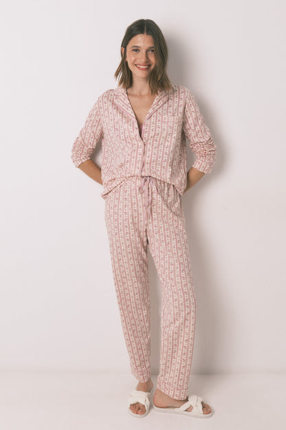 Women Secret_Pink_Long 100% Cotton Classic Pyjamas with Pink Flowers_3592420_73_02
