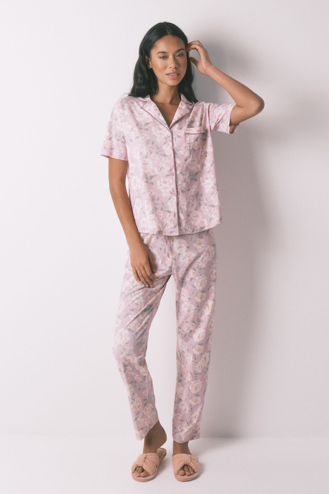 Women Secret_Pink_Long 100% Cotton Floral Classic Pyjamas_3592428_73_03