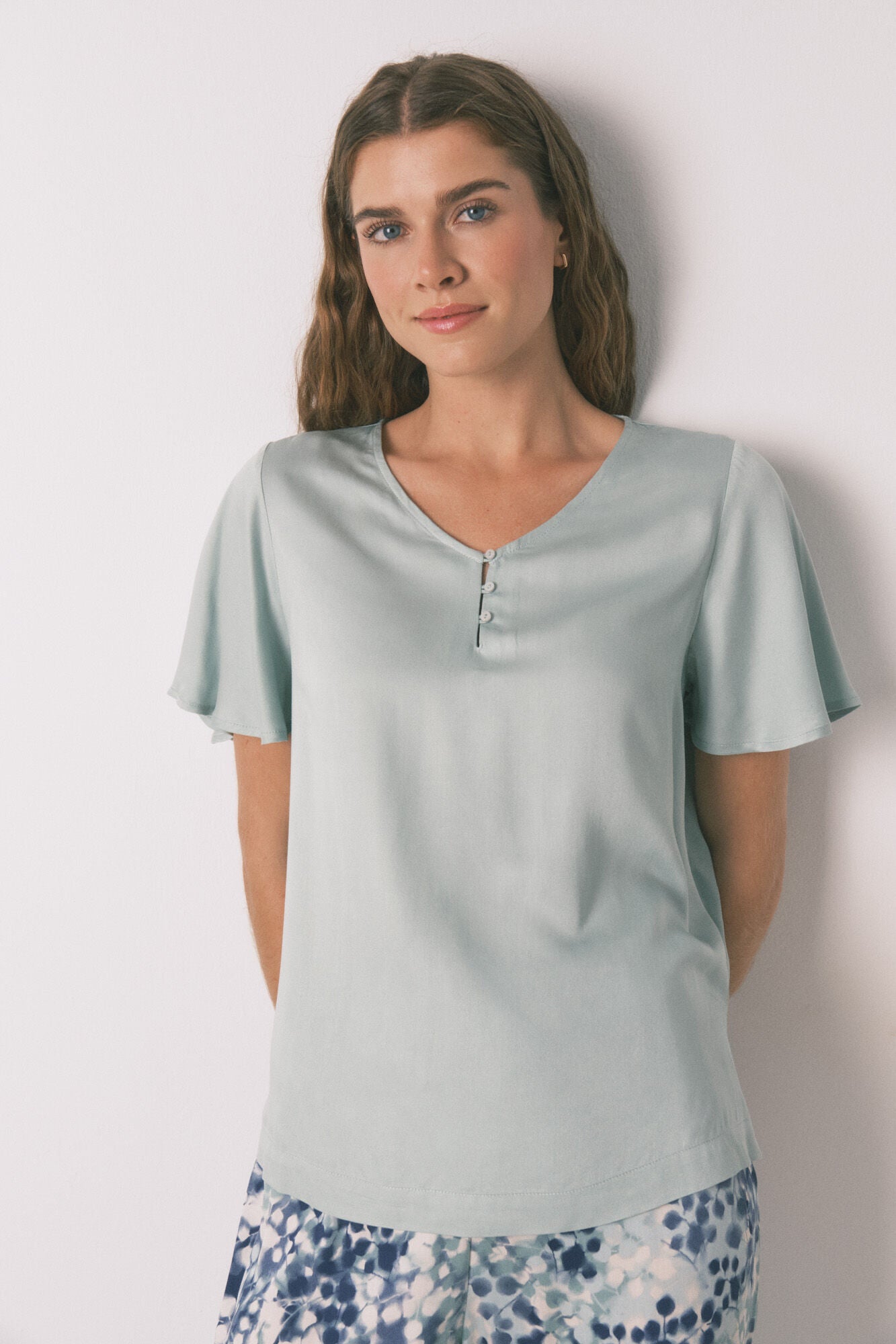 Women Secret_Green_Green Floral Viscose Satin Pyjamas_3592431_22_03