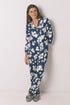 Women Secret_Blue Print_Long Blue Floral Viscose Classic Pyjamas_3592434_19_01
