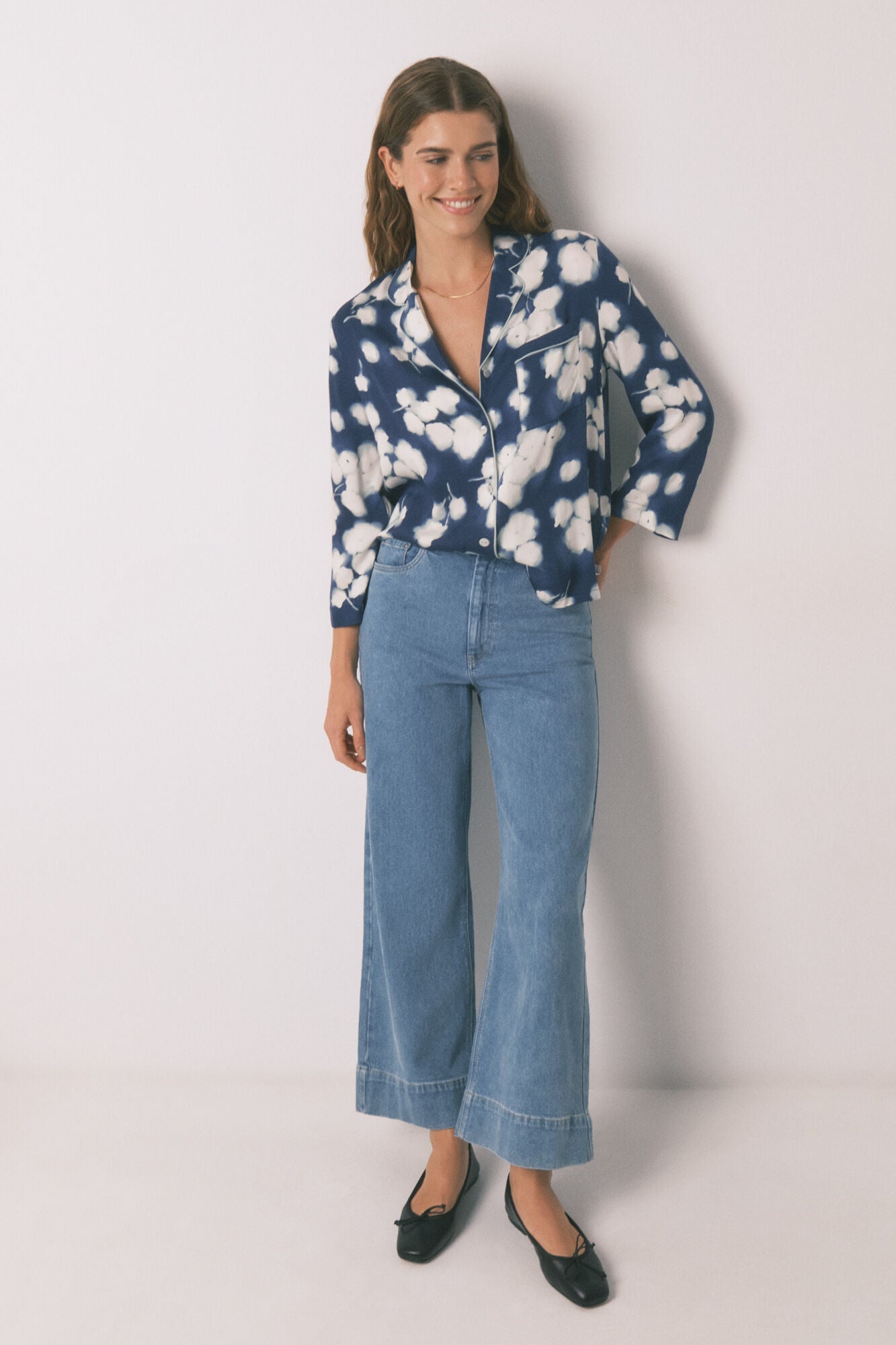 Women Secret_Blue Print_Long Blue Floral Viscose Classic Pyjamas_3592434_19_07