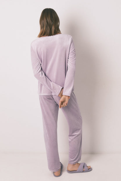 Women Secret_Pink_Long Lilac Velvet Pajamas_3592436_71_06